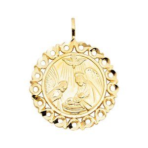 14K Yellow Gold  Religious Baptism Pendant